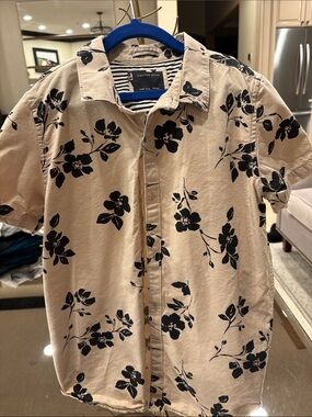 Cactus Beige Shirt with Black Floral Print